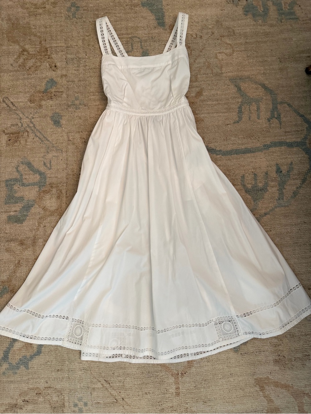 J. Crew White Eyelet-Trim Midi Sundress